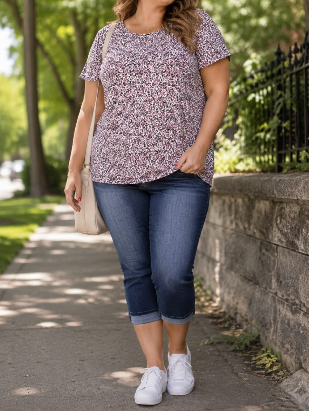 Reitmans Pink & Black Leaf Print Short Sleeve Top | Lightweight Floral Botanical